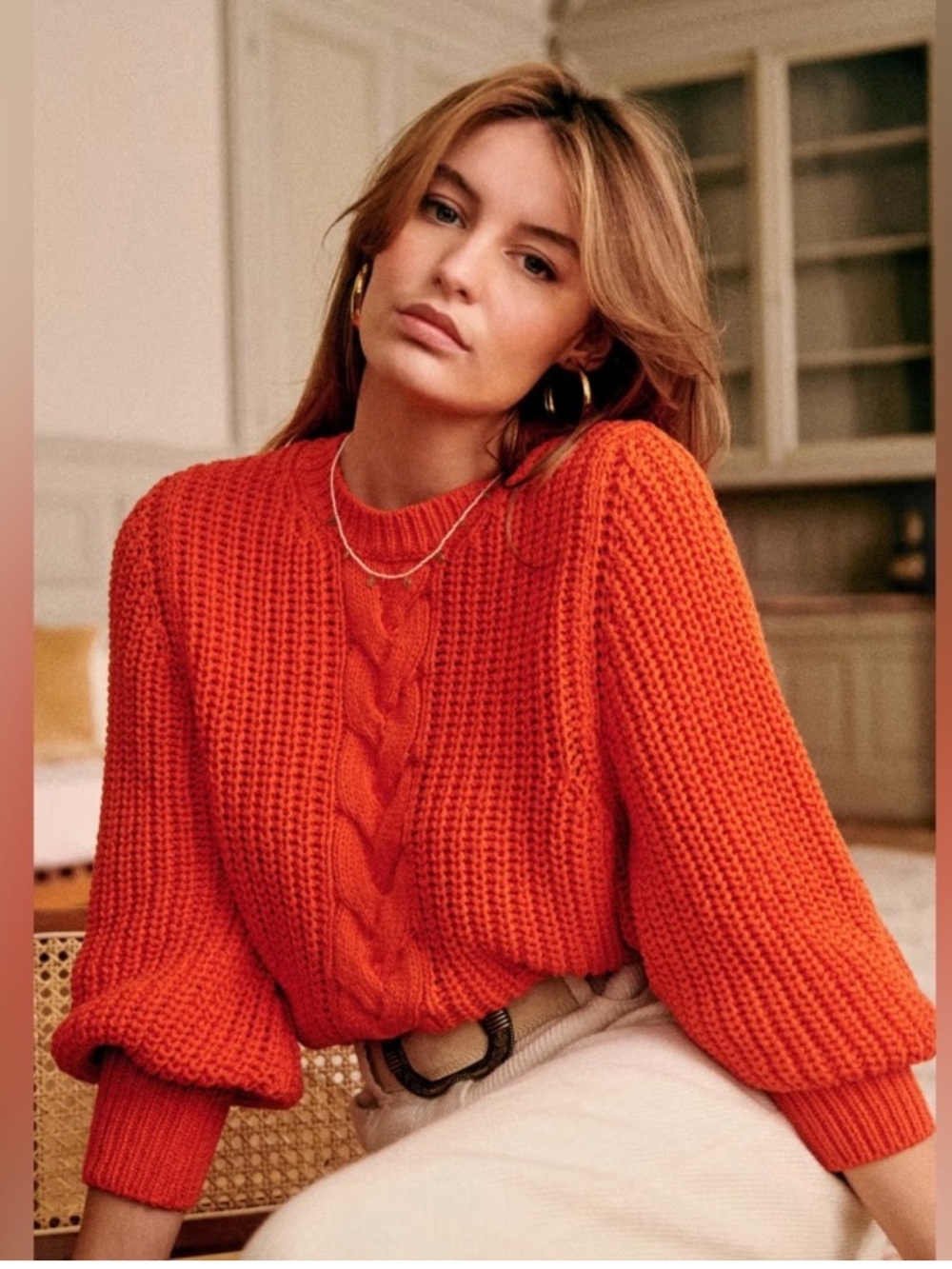 Sezane Jazz Sweater, Orange XS